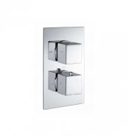 RAK Square Chrome Dual Outlet 2 Handle Thermostatic Concealed Shower Valve