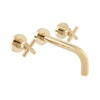 Vado Individual Elements 3 Hole Wall Mounted Basin Mixer with 200mm Spout - Bright Gold