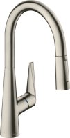 Hansgrohe Talis M51 Single Lever Kitchen Mixer 200 with Pull-Out Spray, 2 Spray Modes - Stainless Steel Finish