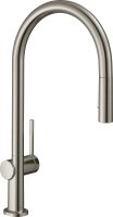 Hansgrohe Talis M54 Single Lever Kitchen Mixer 210 with Pull-Out Spray, 2 Spray Modes - Stainless Steel Finish