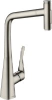 Hansgrohe Metris Select M71 Single Lever Kitchen Mixer with Pull-Out Spray - Stainless Steel Finish