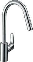 Hansgrohe Focus M41 Single Lever Kitchen Mixer 240 Ecosmart with Pull-Out Spray, 2 Spray Modes - Chrome