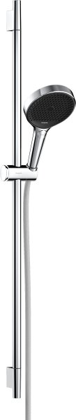 Hansgrohe Rainfinity Shower Set 130 3jet with Shower Bar S Puro 90cm, Push Slider & Designflex Textile Shower Hose 160cm - Chrome