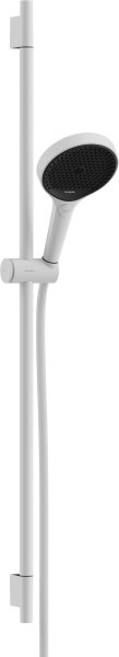 Hansgrohe Rainfinity Shower Set 130 3jet with Shower Bar S Puro 90cm, Push Slider & Designflex Textile Shower Hose 160cm - Matt White