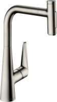 Hansgrohe Talis Select M51 Single Lever Kitchen Mixer with Pull-Out Spray - Stainless Steel Finish