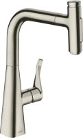 Hansgrohe Metris Select M71 Single Lever Kitchen Mixer with Pull-Out Spray - Stainless Steel Finish