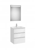 Roca The Gap Gloss White 600mm 3 Drawer Vanity Unit with Basin and Eidos LED Mirror