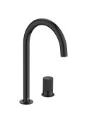 Roca Nu Large Deck-Mounted 2 Hole Basin Mixer with Stripe Handle - Titanium Black