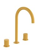 Roca Nu Large Deck-Mounted 3 Hole Basin Mixer with Stripe Handle - Honey Yellow