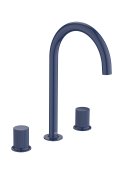 Roca Nu Large Deck-Mounted 3 Hole Basin Mixer with Stripe Handle - Cobalt Blue