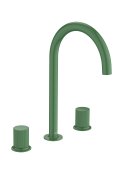 Roca Nu Large Deck-Mounted 3 Hole Basin Mixer with Stripe Handle - Mint Green