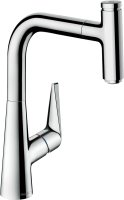 Hansgrohe Talis Select M51 Single Lever Kitchen Mixer 220 with Pull-Out Spout, Single Spray Mode - Chrome