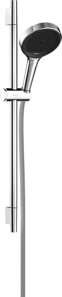 Hansgrohe Rainfinity Shower Set 130 3jet Ecosmart with Shower Bar S Puro 65cm, Push Slider & Designflex Textile Shower Hose 160cm - Chrome