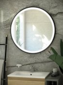 RAK Art Round 800 x 800mm Led Illuminated Mirror - Matt Black