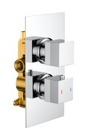 The White Space Dual Outlet Concealed Shower Valve with Square Handles - Chrome