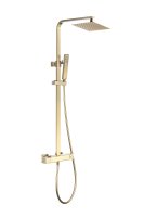 The White Space Yes Square Bar Shower System with Dual Control, Head & Slide Rail - Brushed Brass