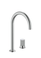 Roca Nu Large Deck-Mounted 2 Hole Basin Mixer with Stripe Handle - Chrome