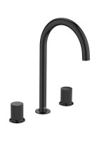 Roca Nu Large Deck-Mounted 3 Hole Basin Mixer with Stripe Handle - Titanium Black