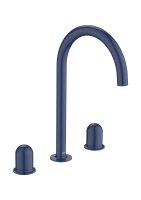 Roca Nu Large Deck-Mounted 3 Hole Basin Mixer with Dome Handle - Cobalt Blue