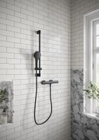 Villeroy & Boch Thermostatic Round Exposed Shower Mixer Set - Matt Black