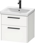 Duravit D-Code 584mm x 460mm 2 Drawer Wall Hung Vanity Unit w/ Black Handle - Matt White