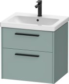 Duravit D-Code 584mm x 460mm 2 Drawer Wall Hung Vanity Unit w/ Black Handle - Fjord Green