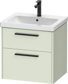 Duravit D-Code 584mm x 460mm 2 Drawer Wall Hung Vanity Unit w/ Black Handle - Pale Green