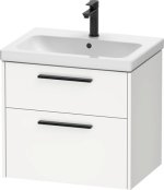 Duravit D-Code 634mm x 460mm 2 Drawer Wall Hung Vanity Unit w/ Black Handle - Matt White