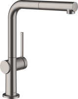 Hansgrohe Talis M54 Single Lever Kitchen Mixer 270 with Pull-Out Spout, Single Spray Mode - Brushed Black Chrome