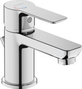 Duravit D-Code Single Lever Small FreshStart Basin Mixer w/ MinusFlow & Waste Lever - Chrome