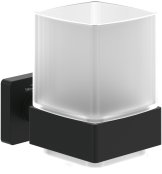 Villeroy & Boch Elements Striking Wall Mounted Frosted Glass Tumbler Holder - Matt Black