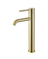 The White Space Pin Lux Tall Mono Basin Mixer - Brushed Brass