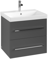 Villeroy & Boch Avento 600mm 2 Drawer Vanity Unit with Chrome Handles - Matt Graphite