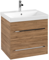 Villeroy & Boch Avento 600mm 2 Drawer Vanity Unit with Chrome Handles - Oak Kansas