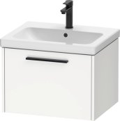 Duravit D-Code 584mm x 460mm 1 Drawer Wall Hung Vanity Unit w/ Black Handle - Matt White