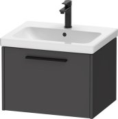 Duravit D-Code 584mm x 460mm 1 Drawer Wall Hung Vanity Unit w/ Black Handle - Matt Graphite