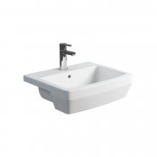 Britton Bathrooms Cube 550mm 1 Tap Hole Semi-Recessed Basin