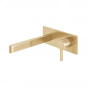 Vado Individual Edit Wall Mounted Single Lever Basin Mixer with Rectangular Backplate - Brushed Gold