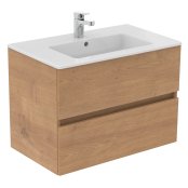 Ideal Standard Eurovit+ 80cm Wall Mounted Vanity Unit with 2 Drawers - Natural Oak