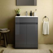 Ideal Standard Eurovit+ 60cm Floor Standing Vanity Unit with 2 Doors - Mid Grey