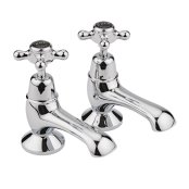 Bayswater Black & Chrome Crosshead Bath Taps with Dome Collar - Stock Clearance