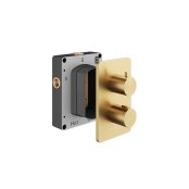 Abacus EZ Box Thermostatic 1 Outlet Shower Valve with Round Handles - Brushed Brass