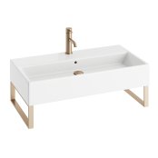 Abacus Concept Pure 800mm 1 Tap Hole Basin with Brushed Bronze Stainless Steel Towel Hangers