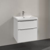 Villeroy & Boch Subway 3.0 600mm 2 Drawer Vanity Unit with Chrome Handles - Brilliant White