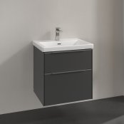 Villeroy & Boch Subway 3.0 600mm 2 Drawer Vanity Unit with Chrome Handles - Graphite