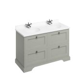 Burlington 1300mm Vanity Unit with Four Drawers and Worktop - Dark Olive