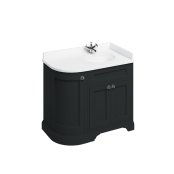 Burlington 1000mm Right Hand Curved Corner Vanity Unit with Worktop - Matt Black