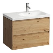 Laufen Lani Wild Oak 750mm 2 Drawer Vanity Unit and Basin (Left Hand Shelf)