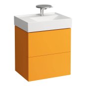 Kartell by Laufen 580mm 2 Drawer Vanity Unit with Organiser (For Left Hand Shelf Basin) - Ochre Brown