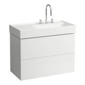 Kartell by Laufen 880mm 2 Drawer Vanity Unit with Organiser (For Left Hand Shelf Basin) - Matt White